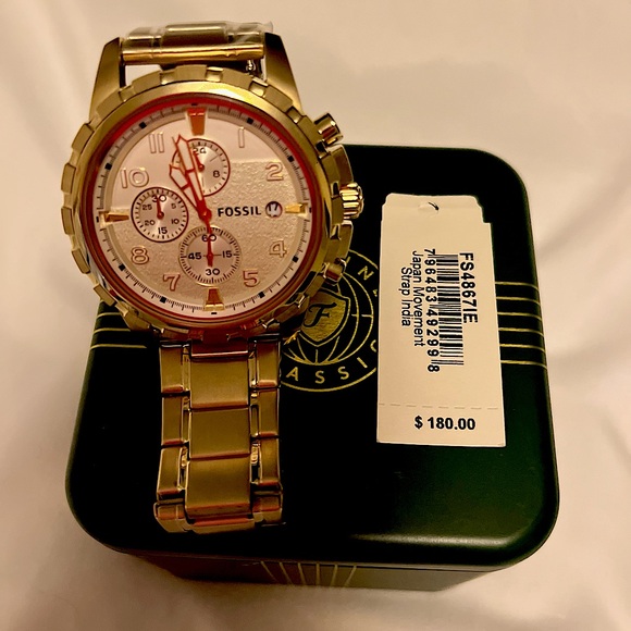 NWTIB MEN’S GOLD FOSSIL WATCH - Picture 2 of 8